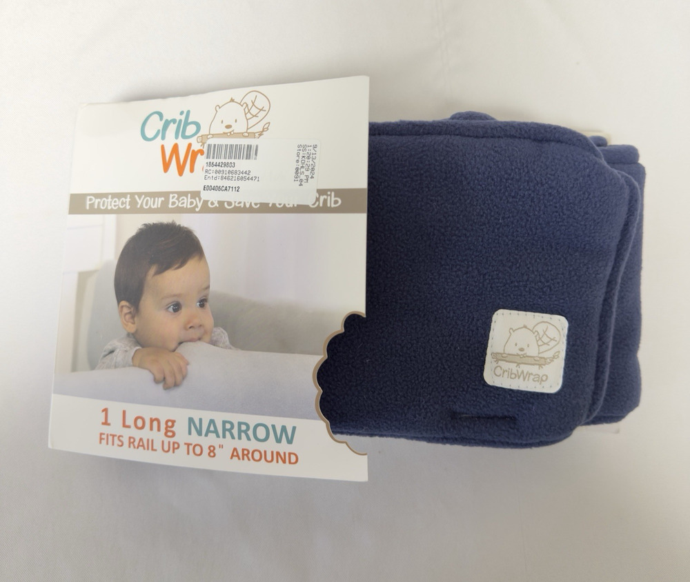 Cribwrap Rail Cover 1 Long Narrow Navy Blue Terry (Will cover one long side)